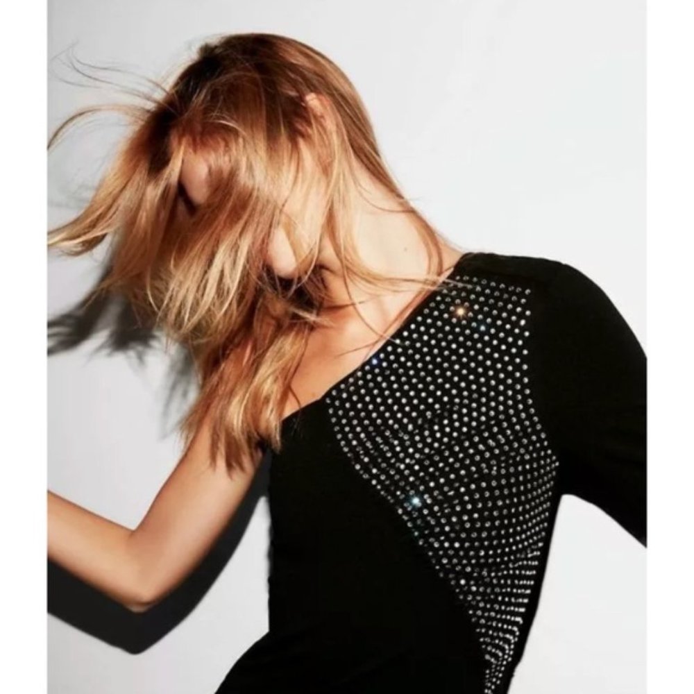 Express One Shoulder Rhinestone Mini Dress - Picture 2 of 16